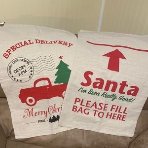 NWT burlap Christmas bags